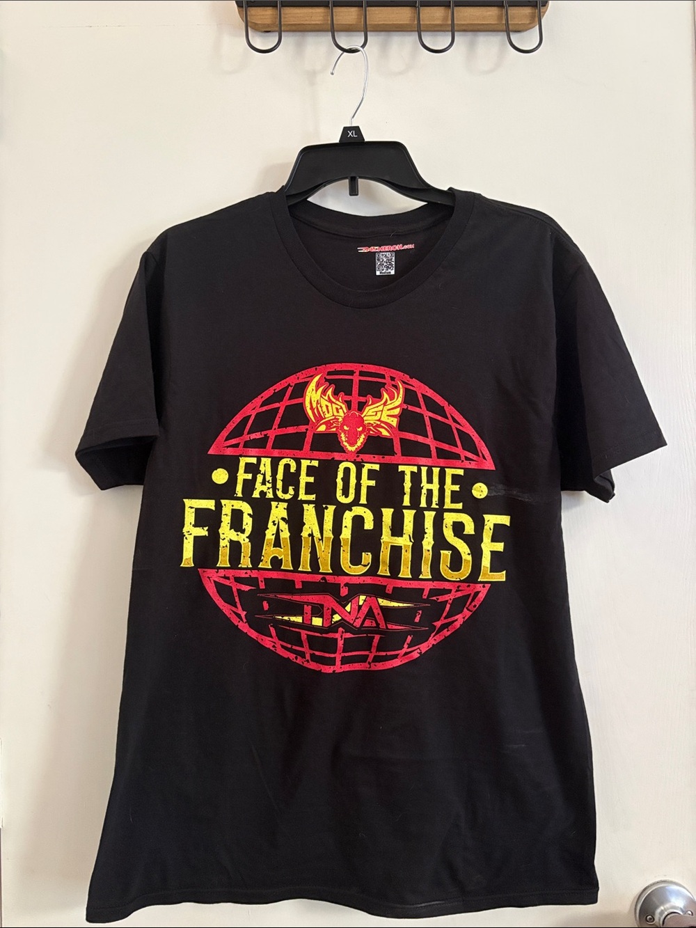TNA Black Short Sleeve Tee with Red and Yellow 'Face of the Franchise' SZ M